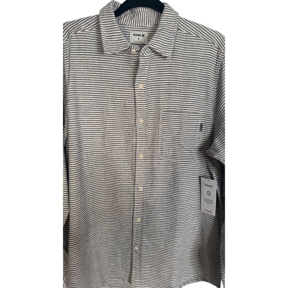 NWT Hurley Small Mens Striped Organic Cotton Flannel Shirt - Picture 5 of 16